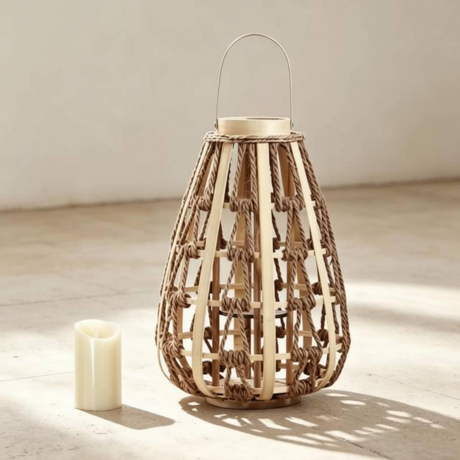 Candle Holder Decor - Lampu Lilin Tali Kayu Alami Buatan