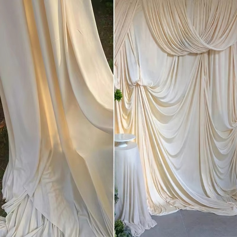 Curtain Curtain - Kain Sutra Susu Kopi Putih Elastis,