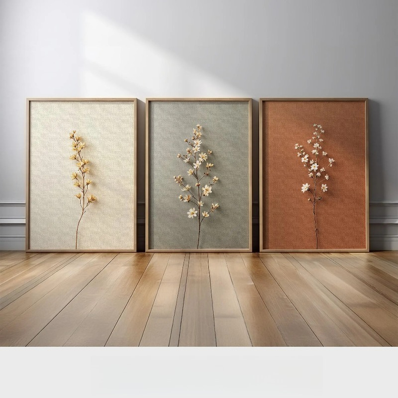 Abstract Canvas Set - 3 Buah Lukisan Kanvas Tanpa Bingkai/Set