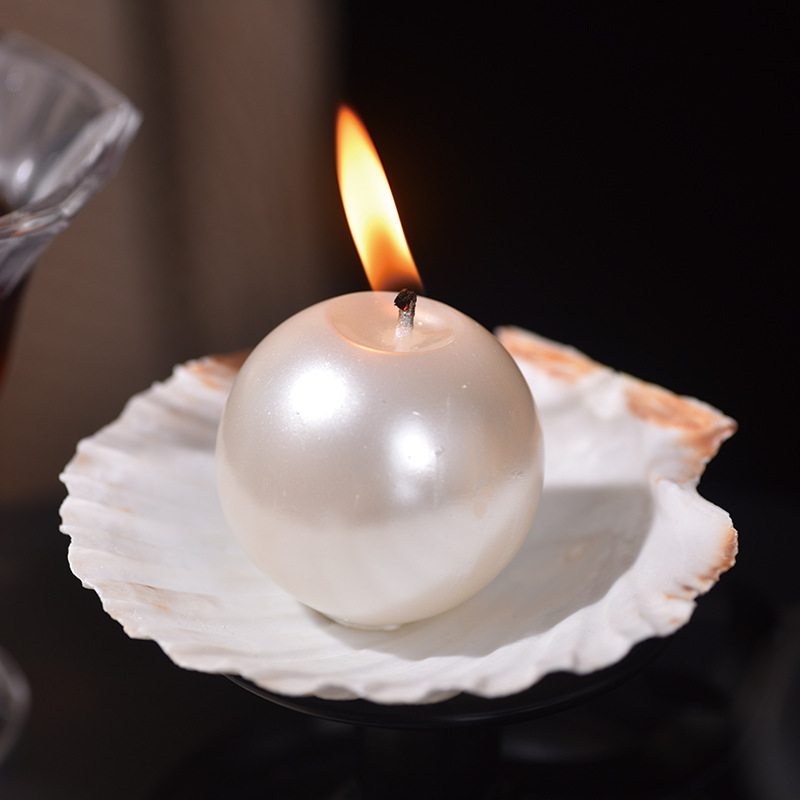 Candle Holder Decor - Lilin Bola Mutiara Elegan dengan Tempat