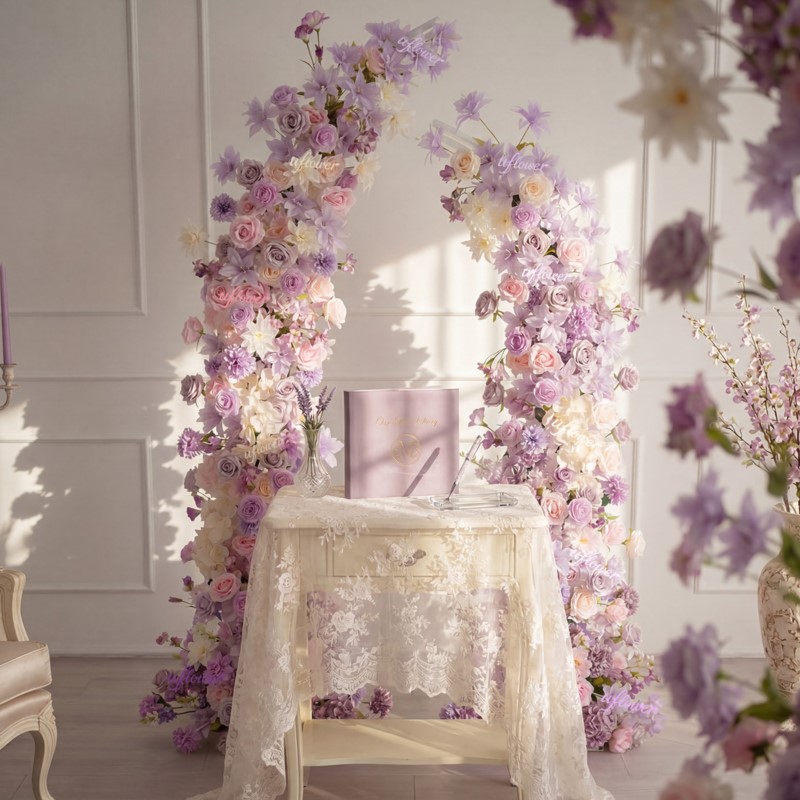 Table Runner - Bunga Lili Ungu Pink 5D Uflower,