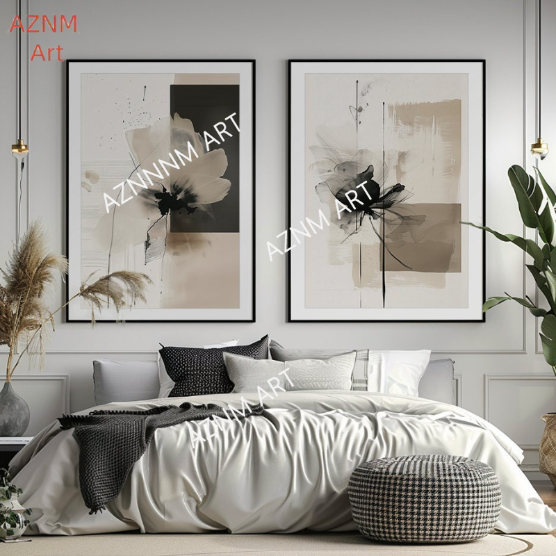 Abstract Canvas Set - 1/2 Buah Set Cetakan Seni Bunga