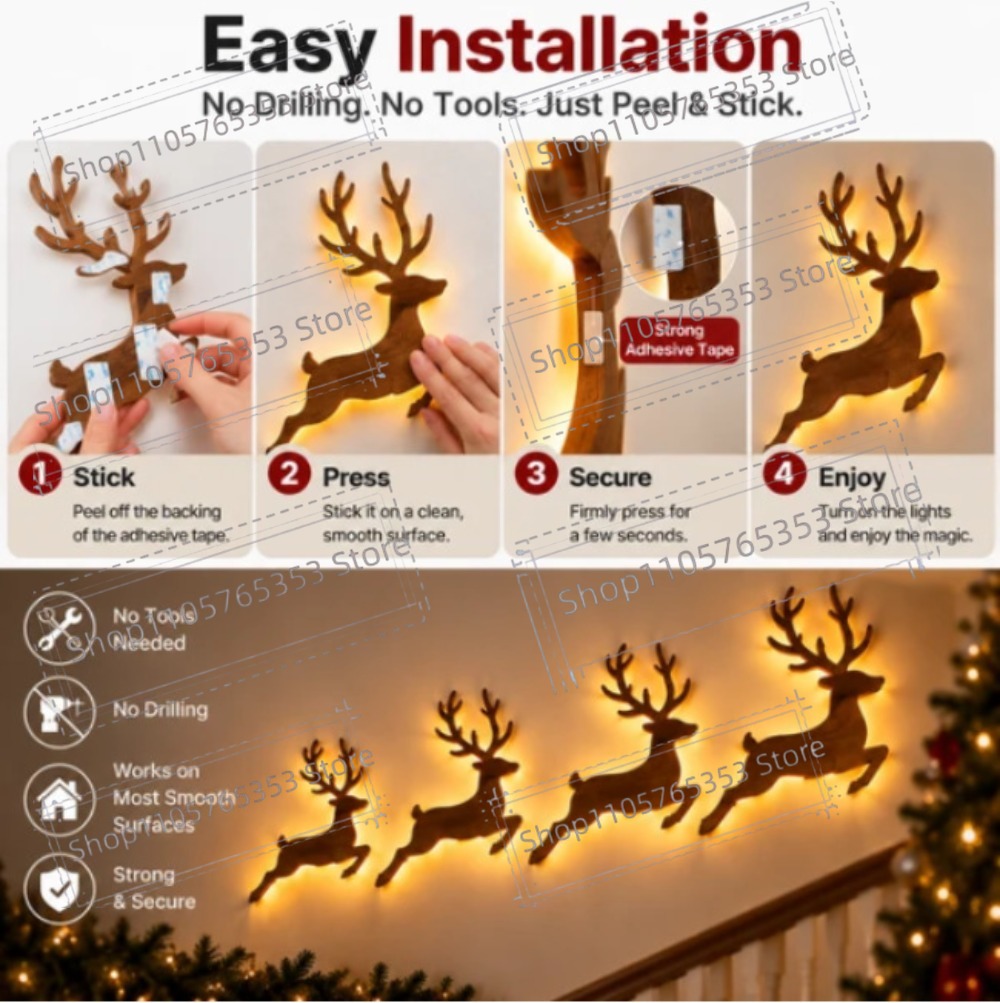 2027 Dekorasi Natal Rusa Berca - Wall Sticker ulasan dan harga