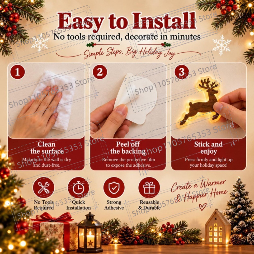 2027 Dekorasi Natal Rusa Berca - Wall Sticker ulasan dan harga