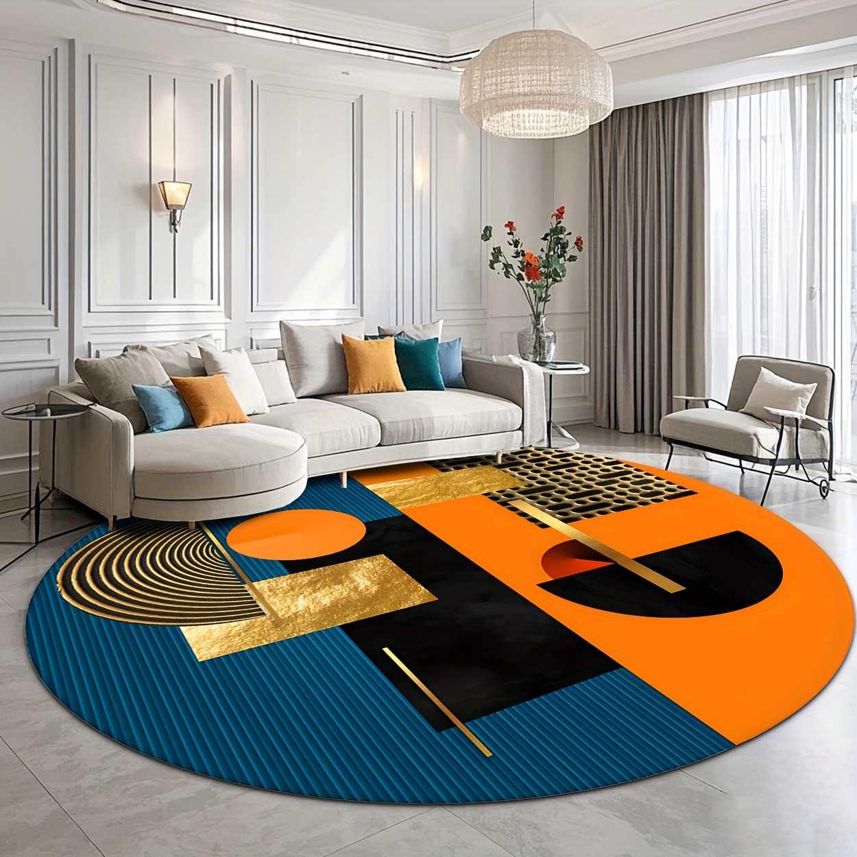 Karpet Bulat Mewah Geometris A - Interior Design High End ulasan dan harga
