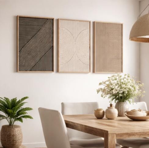 Set 3 Seni Dinding Triptych Mi - Abstract Canvas Set ulasan dan harga