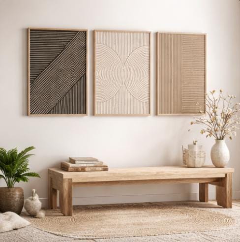 Set 3 Seni Dinding Triptych Mi - Abstract Canvas Set ulasan dan harga