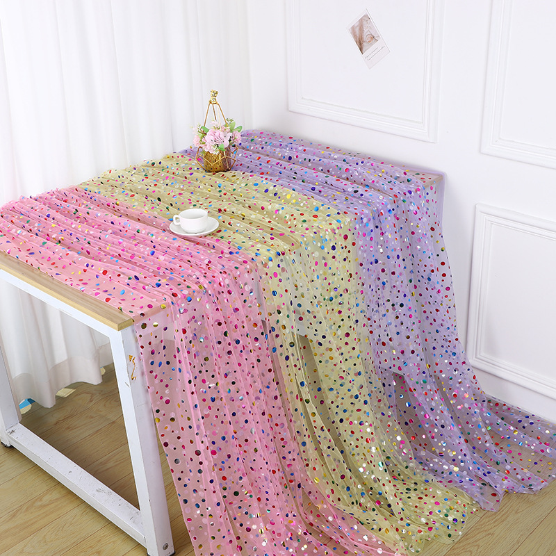 Kain Tulle Berbintik Warna-war - Table Runner ulasan dan harga