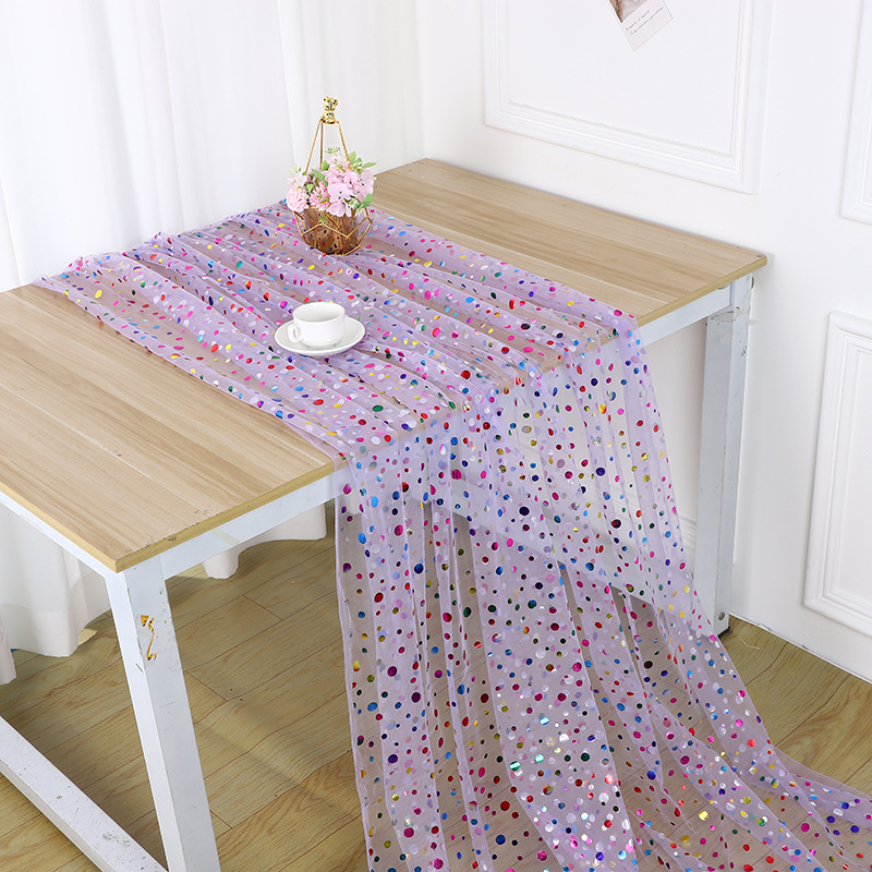 Kain Tulle Berbintik Warna-war - Table Runner ulasan dan harga