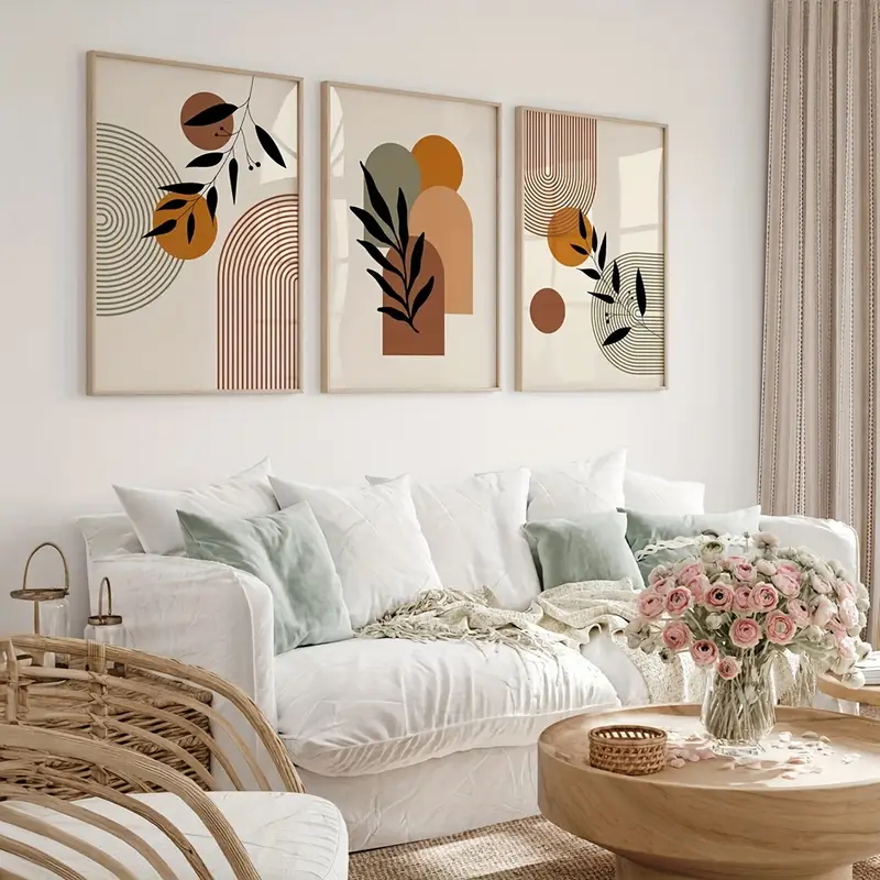 3 Buah Poster Abstrak Geometri - Abstract Canvas Set ulasan dan harga