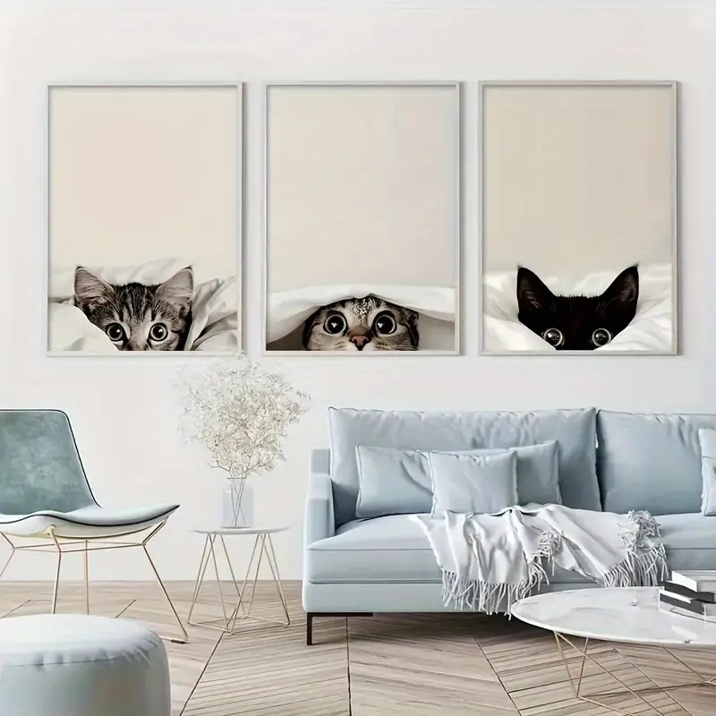 3PCS Set Lukisan Kanvas Kucing - Abstract Canvas Set ulasan dan harga